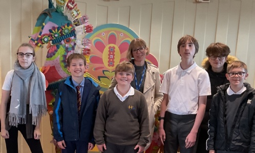 Students with the Dream Horse at Ascot Racecourse